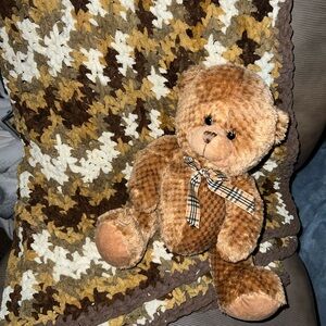 Brown and Cream Crochet Blanket